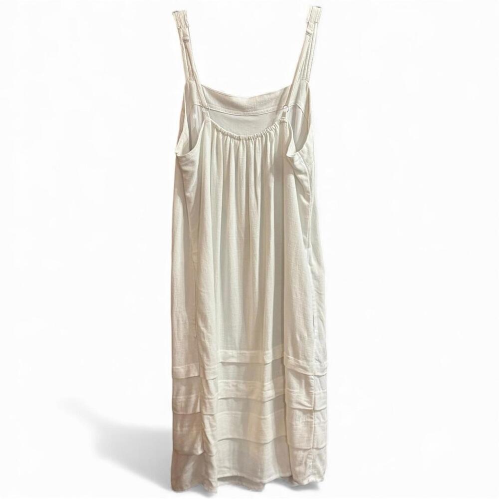 Splendid Celine Tiered Mini dress Linen Sleeveless Ramie Sheath NWT White Sz M - Picture 4 of 9